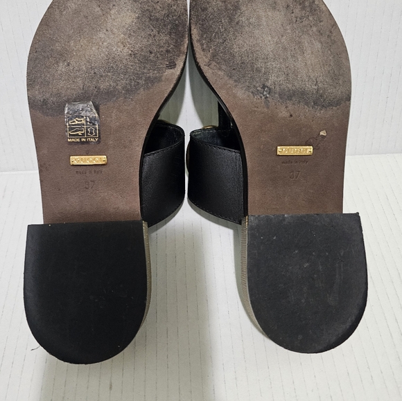 Gucci Marmont GG Thong Sandal Gold Heel Black - Picture 5 of 14